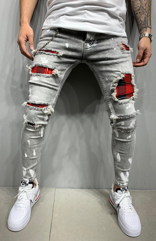 Slight elastic cotton blend knit solid denim jeans with slant pockets Shello's Creative Boutique