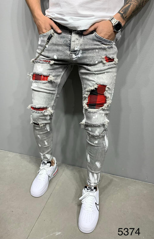 Slight elastic cotton blend knit solid denim jeans with slant pockets Shello's Creative Boutique