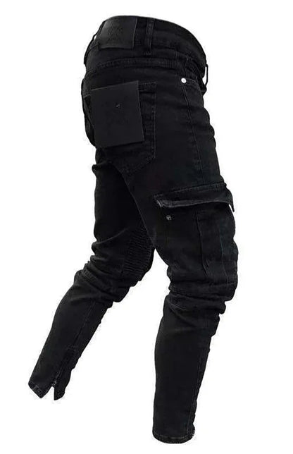 Men Street Style Knit Cargo Jeans - Shello's Creative Boutique