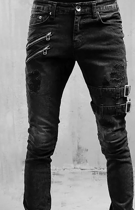 Classic Men's Cotton Blend Solid Denim Jeans with Slant Pockets Shello's Creative Boutique