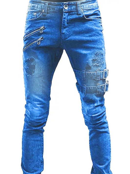Classic Men's Cotton Blend Solid Denim Jeans with Slant Pockets Shello's Creative Boutique