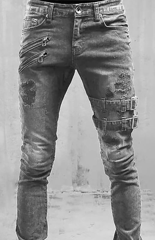 Classic Men's Cotton Blend Solid Denim Jeans with Slant Pockets Shello's Creative Boutique
