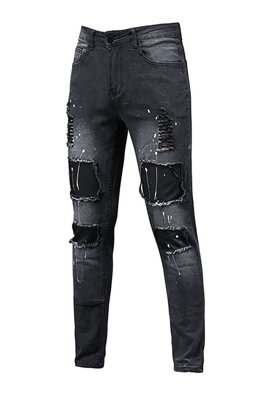 Men Fashion Ripped Distressed Elastic Denim Jeans Shello Creative Boutique