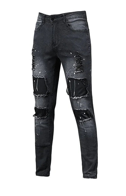 Men Fashion Ripped Distressed Elastic Denim Jeans - Shello's Creative Boutique