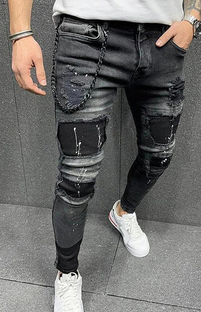 Men Fashion Ripped Distressed Elastic Denim Jeans - Shello's Creative Boutique