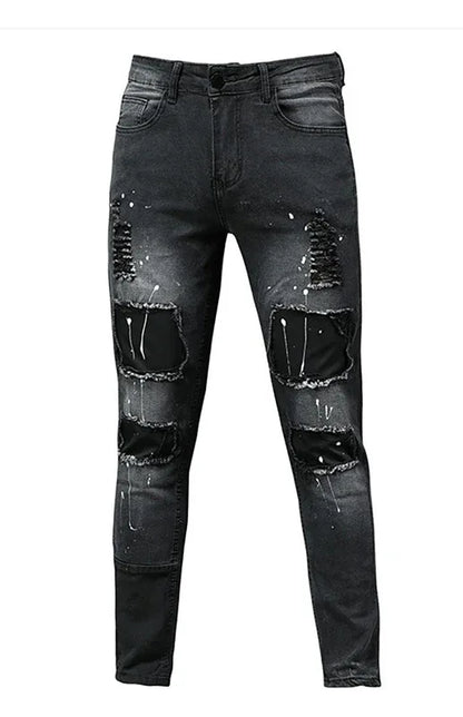 Men Fashion Ripped Distressed Elastic Denim Jeans - Shello's Creative Boutique