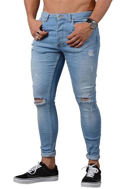 Men's Street Style Four Seasons Slight Elasticity Cotton Blend Denim Jeans - Shello's Creative Boutique