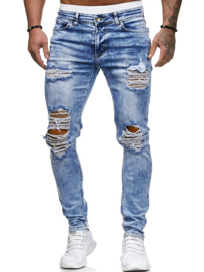 Men's Street Style Four Seasons Cotton Blend Knit Denim Jeans Shello's Creative Boutique