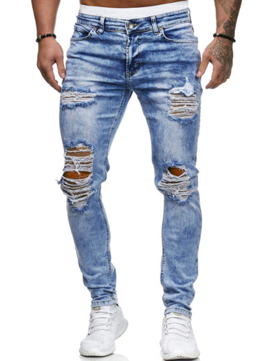 Men's Street Style Four Seasons Cotton Blend Knit Denim Jeans Shello's Creative Boutique