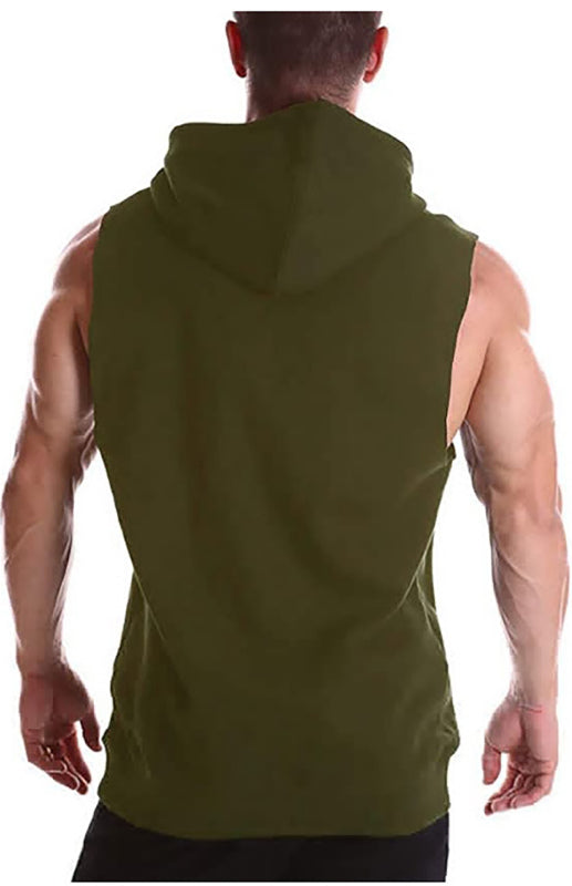 Men's Knit Sleeveless Lace-Up Hoodie Shello's Creative Boutique
