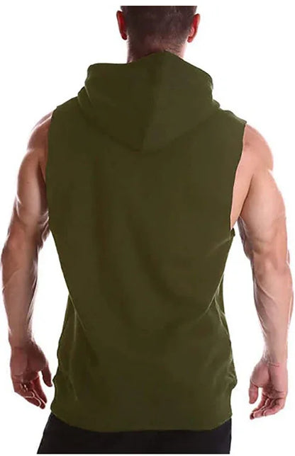 Men's Knit Sleeveless Lace-Up Hoodie - Shello's Creative Boutique