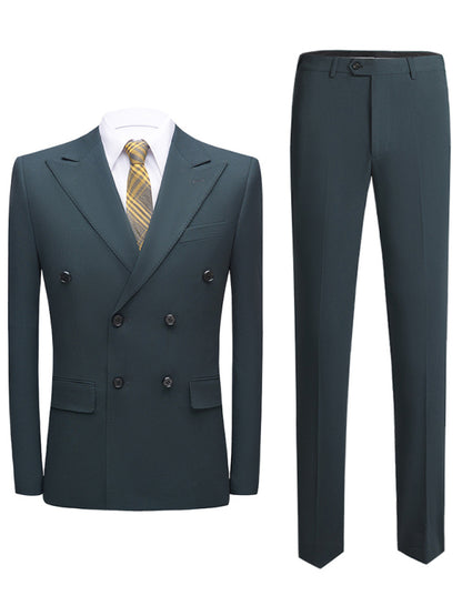 Men's Business Double-Breasted Woven Blazer Set Shello's Creative Boutique