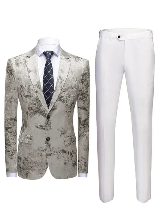 Men's Casual Lapel Woven Knit Blazer Suit - Shello's Creative Boutique