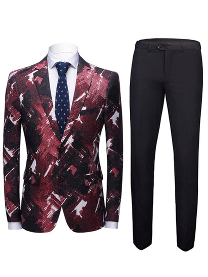 Abstract Print Lapel Collar Blazer Suit Set Shello Creative Boutique