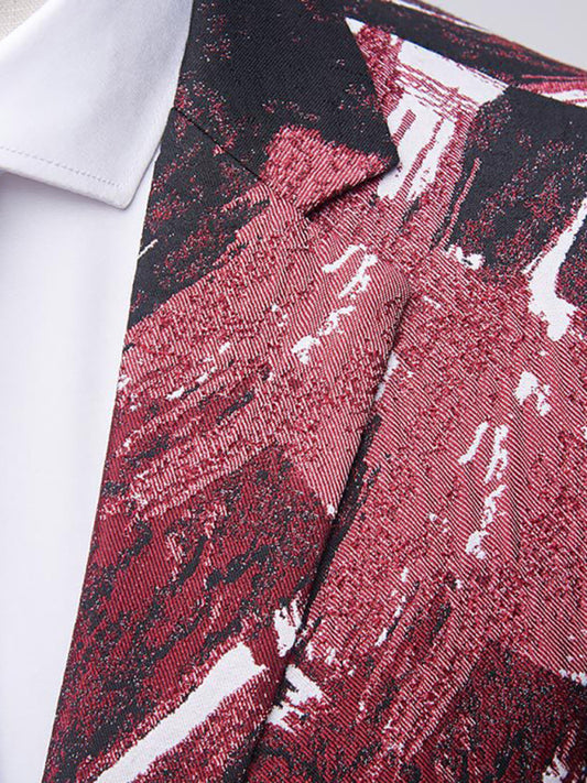 Abstract Print Lapel Collar Blazer Suit Set Shello Creative Boutique