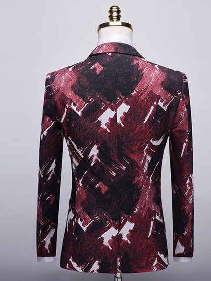 Abstract Print Lapel Collar Blazer Suit Set Shello Creative Boutique