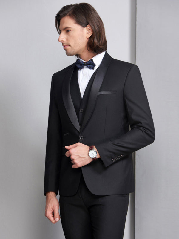 Men's Elegant Lapel Collar Knit Business Suit Shello Creative Boutique