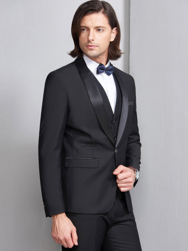 Men's Elegant Lapel Collar Knit Business Suit Shello Creative Boutique