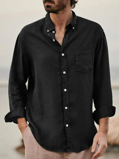 MenE uropean and American Fashion Loose Single-Breasted Long-Sleeved Lapel Shirt - Shello's Creative Boutique