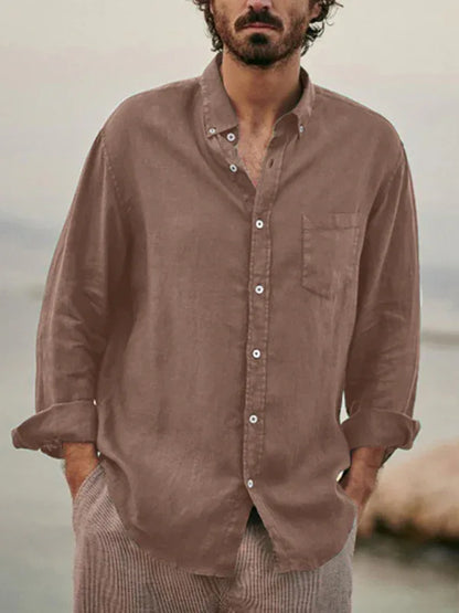 MenE uropean and American Fashion Loose Single-Breasted Long-Sleeved Lapel Shirt - Shello's Creative Boutique