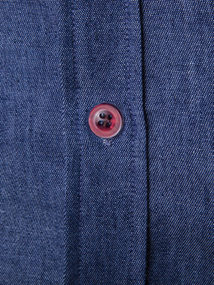 Men's Casual Shirt Pocket Patch Leather Long Sleeve Shirt Denim Shirt Shello Creative Boutique