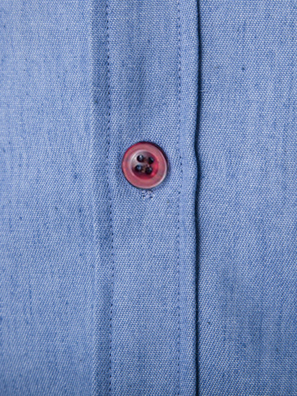 Men's Casual Shirt Pocket Patch Leather Long Sleeve Shirt Denim Shirt Shello Creative Boutique