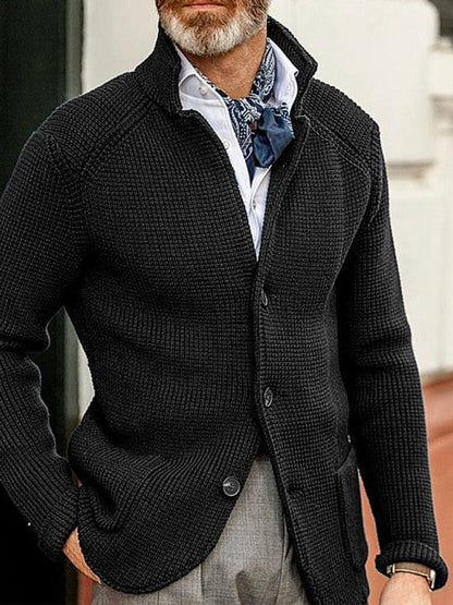 Sweater Winter Sweater Stand Collar Cardigan Men's Knitted Jacket - Shello's Creative Boutique