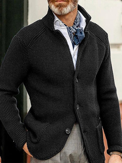 Sweater Winter Sweater Stand Collar Cardigan Men's Knitted Jacket - Shello's Creative Boutique