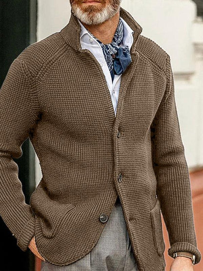 Sweater Winter Sweater Stand Collar Cardigan Men's Knitted Jacket - Shello's Creative Boutique