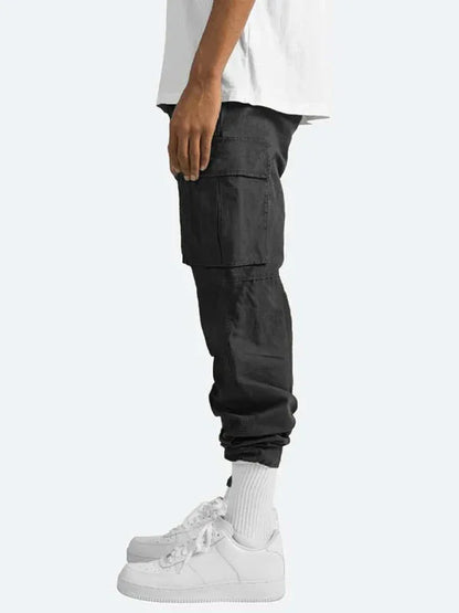 Men's Solid Color Cargo Pocket Casual Trousers - Shello's Creative Boutique