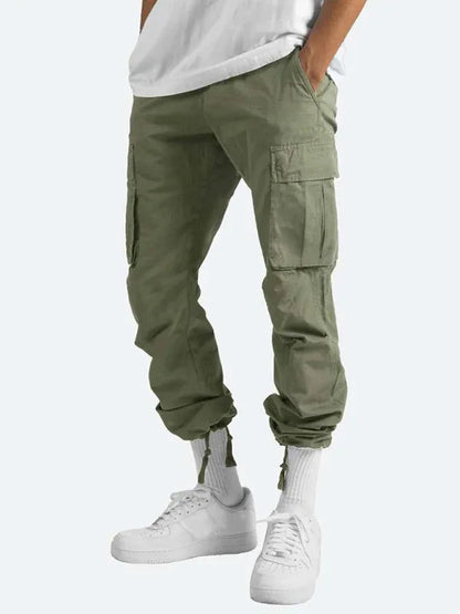 Men's Solid Color Cargo Pocket Casual Trousers - Shello's Creative Boutique