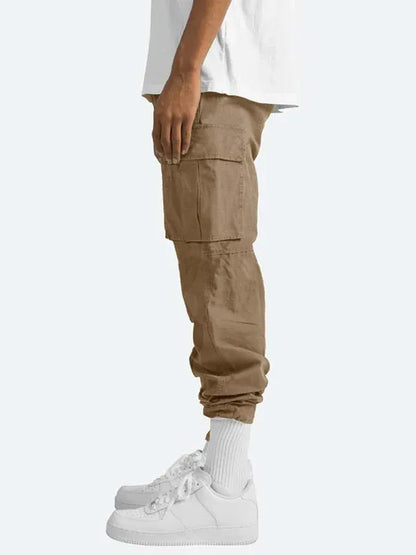 Men's Solid Color Cargo Pocket Casual Trousers - Shello's Creative Boutique