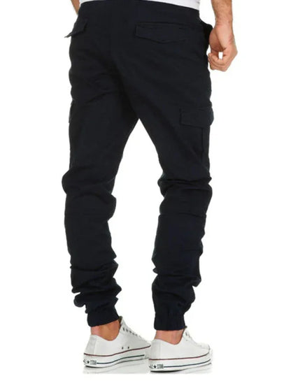 Men's Solid Color Cargo Pocket Drawstring Casual Trousers - Shello's Creative Boutique
