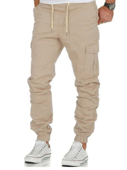 Men's Solid Color Cargo Pocket Drawstring Casual Trousers - Shello's Creative Boutique