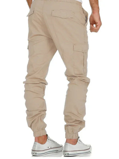 Men's Solid Color Cargo Pocket Drawstring Casual Trousers - Shello's Creative Boutique