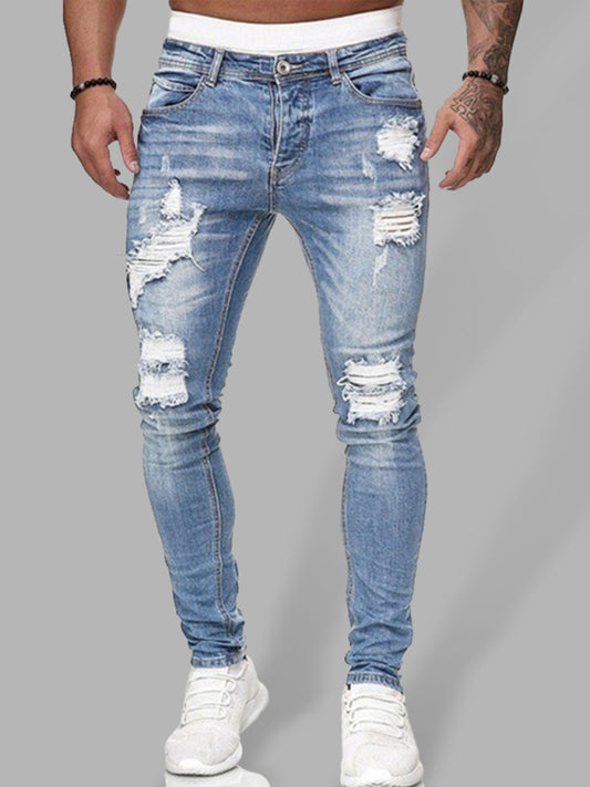 Men's Fashion Ripped Slim Skinny Jeans Shello's Creative Boutique