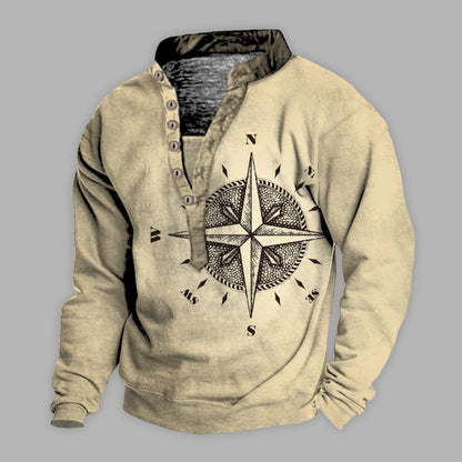 Men's Arrow Compass Print Long Sleeve T-Shirt Shello's Creative Boutique