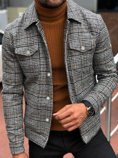 Slim Casual Fashion Autumn Plaid Men's Coat Tops - Shello's Creative Boutique