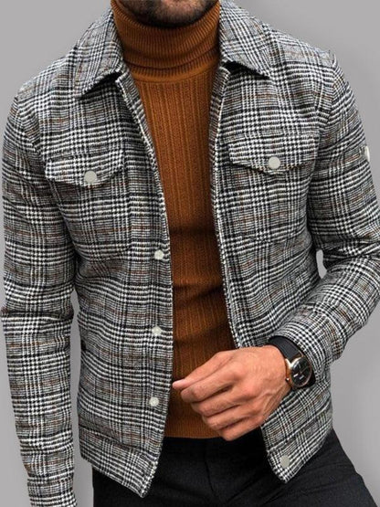 Slim Casual Fashion Autumn Plaid Men's Coat Tops - Shello's Creative Boutique
