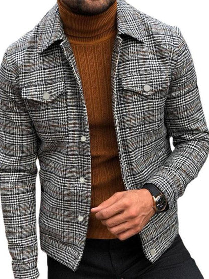 Slim Casual Fashion Autumn Plaid Men's Coat Tops - Shello's Creative Boutique