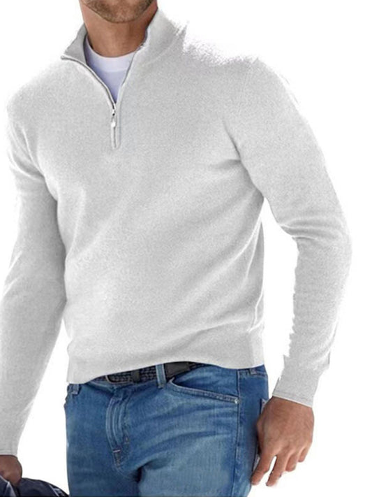 Long Sleeve V Neck Wool Fleece Zipper Men's Casual Top Polo Shirt Shello's Creative Boutique