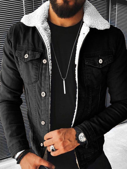 Plush Style Thickened Denim Men's Outer Jacket Shello's Creative Boutique