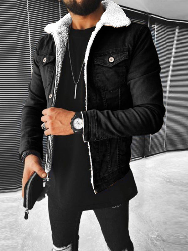 Plush Style Thickened Denim Men's Outer Jacket Shello's Creative Boutique