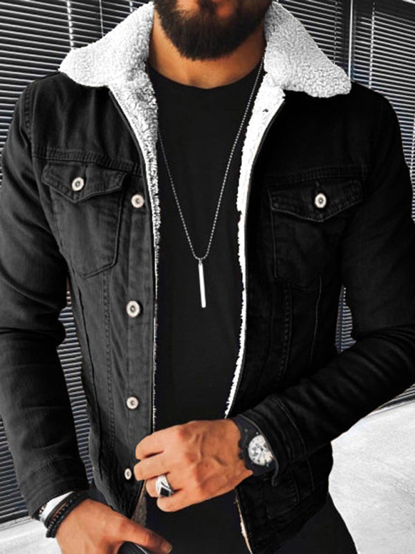 Plush Style Thickened Denim Men's Outer Jacket Shello's Creative Boutique