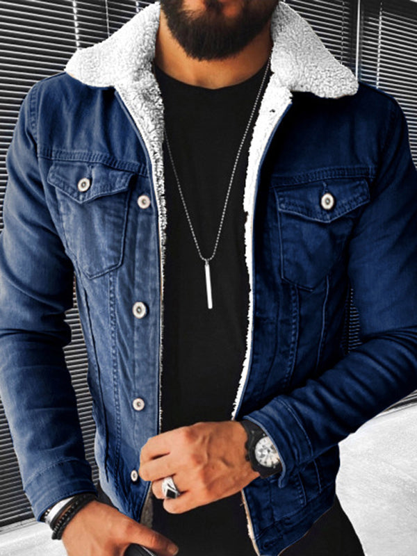 Plush Style Thickened Denim Men's Outer Jacket Shello's Creative Boutique