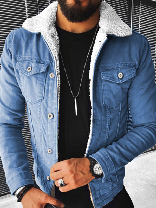 Plush Style Thickened Denim Men's Outer Jacket Shello's Creative Boutique