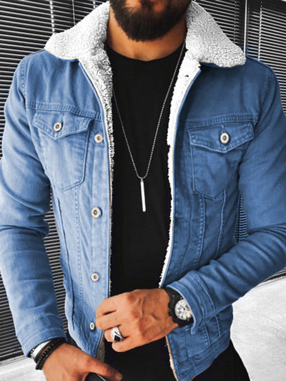 Plush Style Thickened Denim Men's Outer Jacket Shello's Creative Boutique