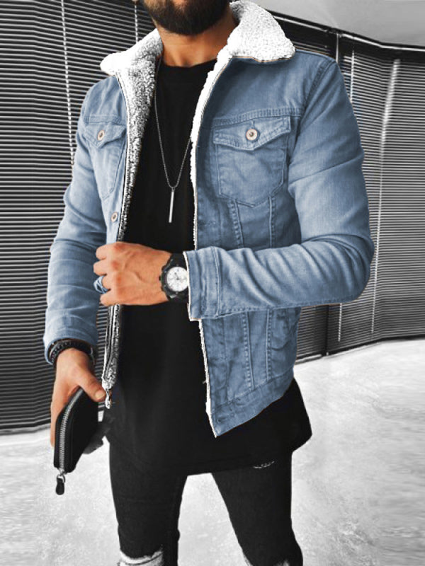 Plush Style Thickened Denim Men's Outer Jacket Shello's Creative Boutique