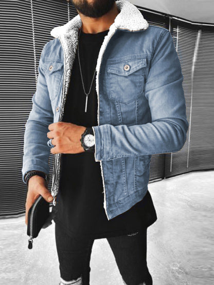 Plush Style Thickened Denim Men's Outer Jacket Shello's Creative Boutique