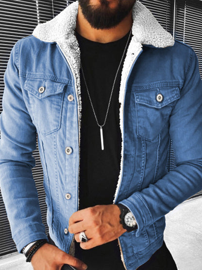 Plush Style Thickened Denim Men's Outer Jacket Shello's Creative Boutique